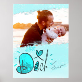 Blue Heart Bästa Pappa någonsin Ram Abstrakt Foto Poster