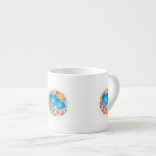 Blue Heart-Blommigt Espressomugg
