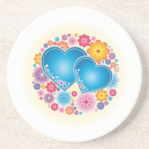 Blue Heart-Blommigt Underlägg Sandsten