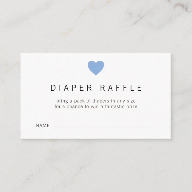 Blue Heart Boy Diaper Raffle Biljett Baby Shower Tilläggskort (Framsida)