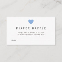 Blue Heart Boy Diaper Raffle Biljett Baby Shower