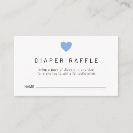 Blue Heart Boy Diaper Raffle Biljett Baby Shower Tilläggskort