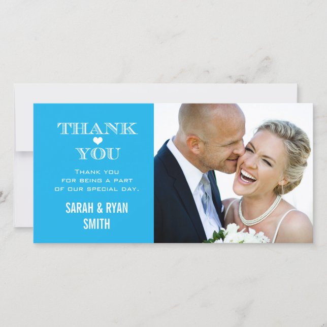 Blue Heart Bröllop Photo - tackkort Tack Kort (Framsida)