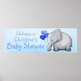 Blue Heart-bubblor Elephant Boy Shower Poster