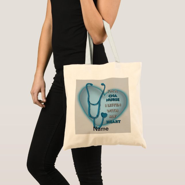 Blue Heart CNA Nurse tobag Tygkasse (Framsida (produkt))