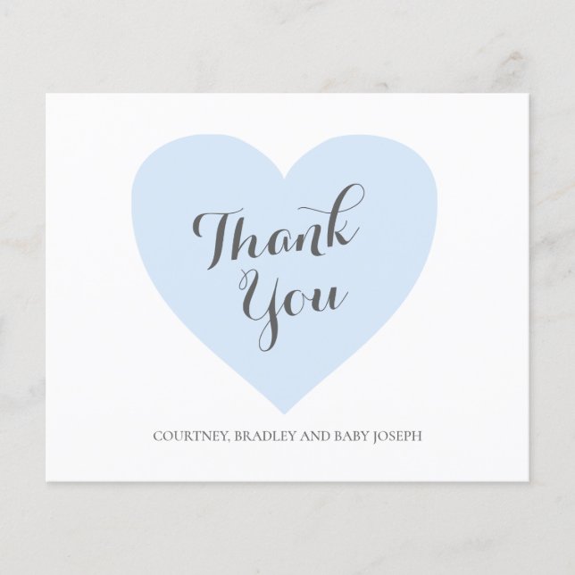 Blue Heart Cute Budget Baby Shower Tack för ditt k (Framsida)