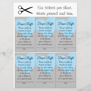 Blue Heart Diaper Raffle Small Boy Shower Inbjudningar
