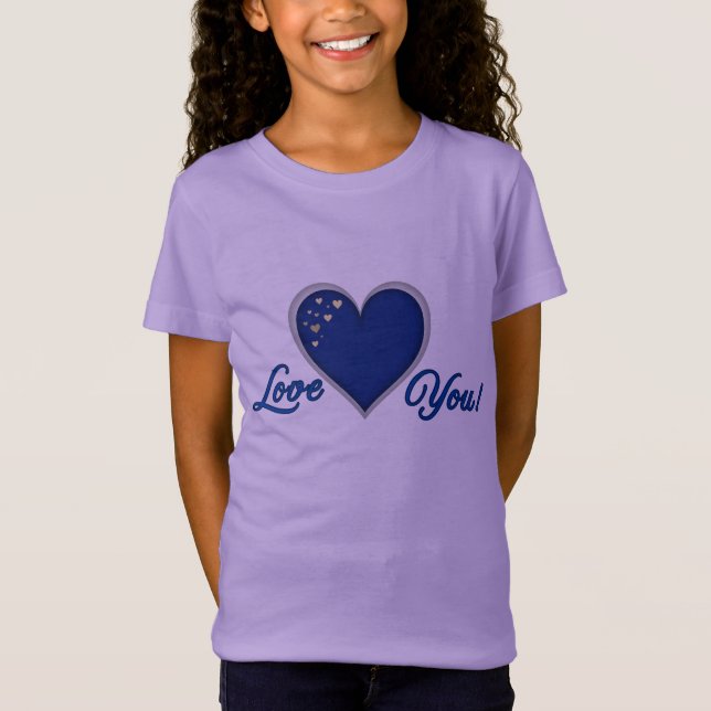 Blue Heart Girls' Jersey T-Shirt (Framsida)