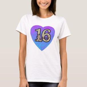 Blue Heart Girls Sweet 16 Födelsedagsfest T-Shirt