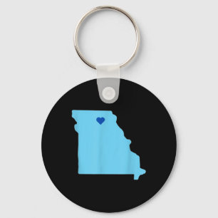 Blue Heart i delstaten Missouri-kontur Nyckelring