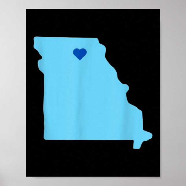 Blue Heart i delstaten Missouri-kontur Poster (Framsidan)