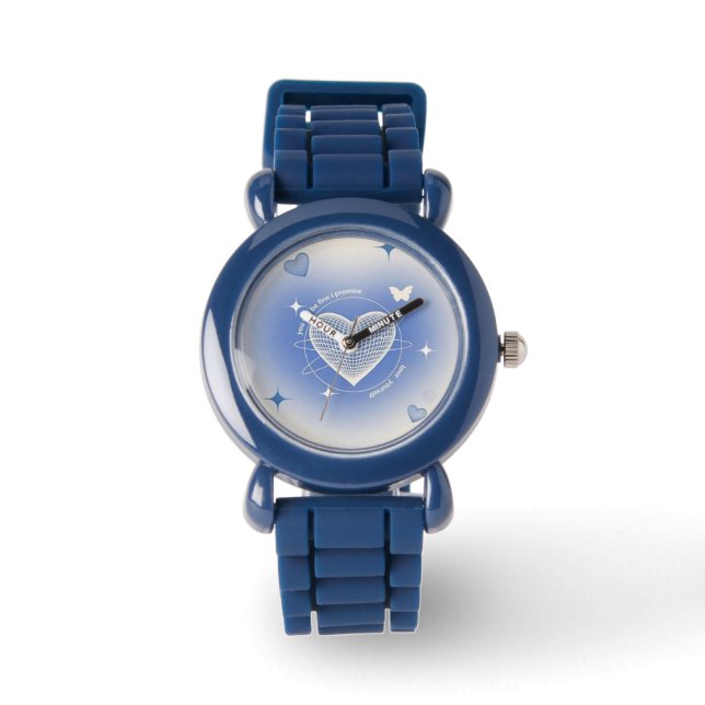 Blue Heart Kids Watch - Cute & Roligt Design Armbandsur (Framsida)