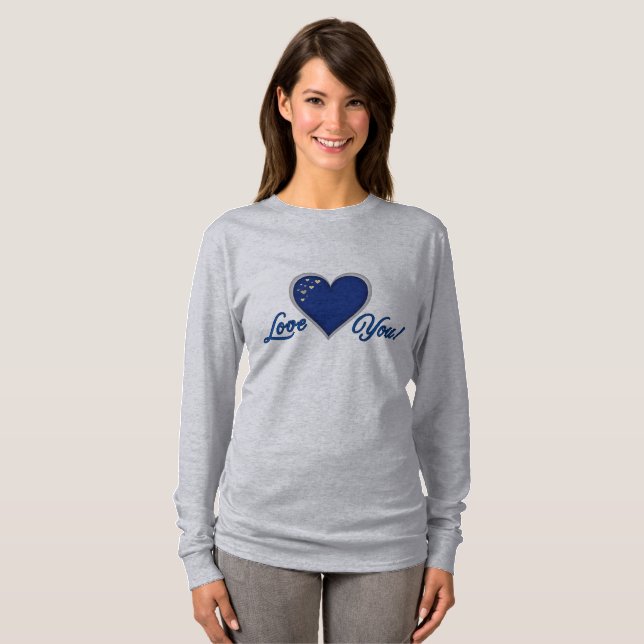 Blue Heart Långärmad T-Shirt (Hel framsida)