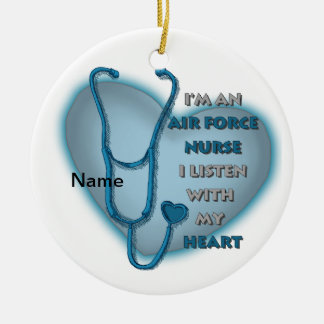 Blue Heart Luft Force Nurse Julgransprydnad Keramik