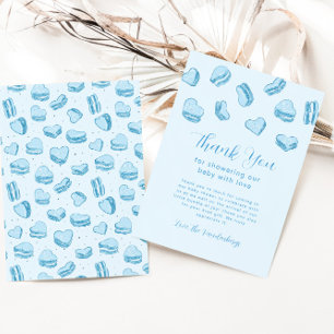 Blue Heart Macaron Boy Shower Tack Kort