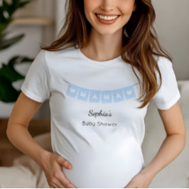 Blue Heart Mamma Papel Picado Baby Shower T-Shirt
