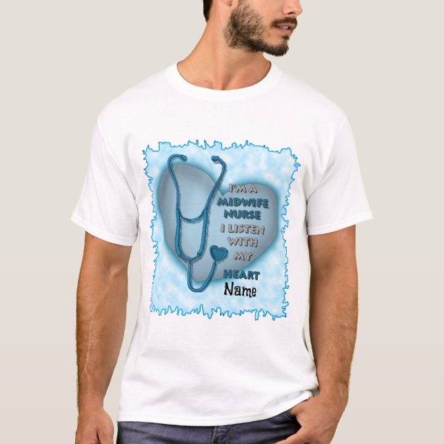 Blue Heart Midfru Nurse T Shirt (Framsida)