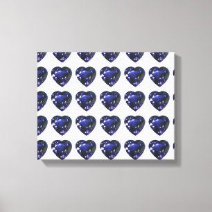 Blue Heart Mönster Canvastryck