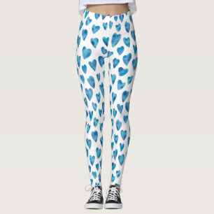 Blue Heart mönster Leggings