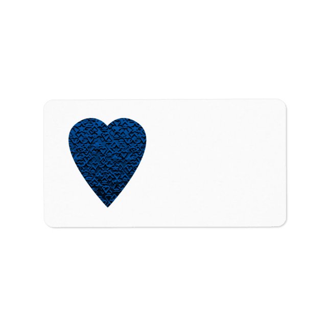 Blue Heart. Mönstrad hjärtdesign. Adressetikett (Framsidan)