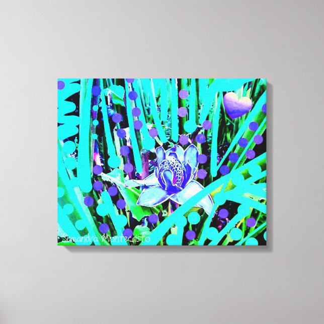 Blue Heart Moon & Wonder Blue Rose Canvas Print (Framsida)