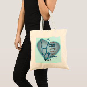 Blue Heart Night Nurse Tote Bag Tygkasse