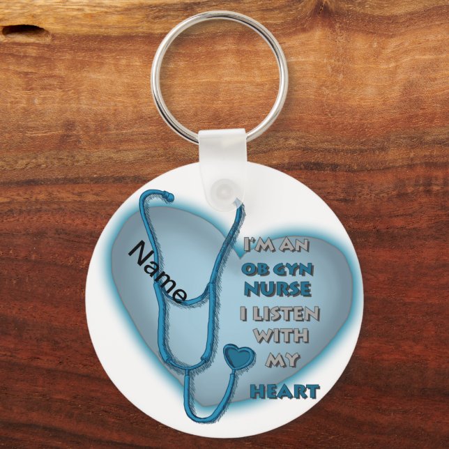Blue Heart ObGyn Nurse Nyckelring (Framsida)