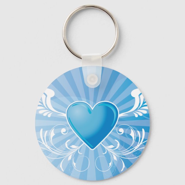 Blue Heart och Vingar Nyckelring (Framsida)