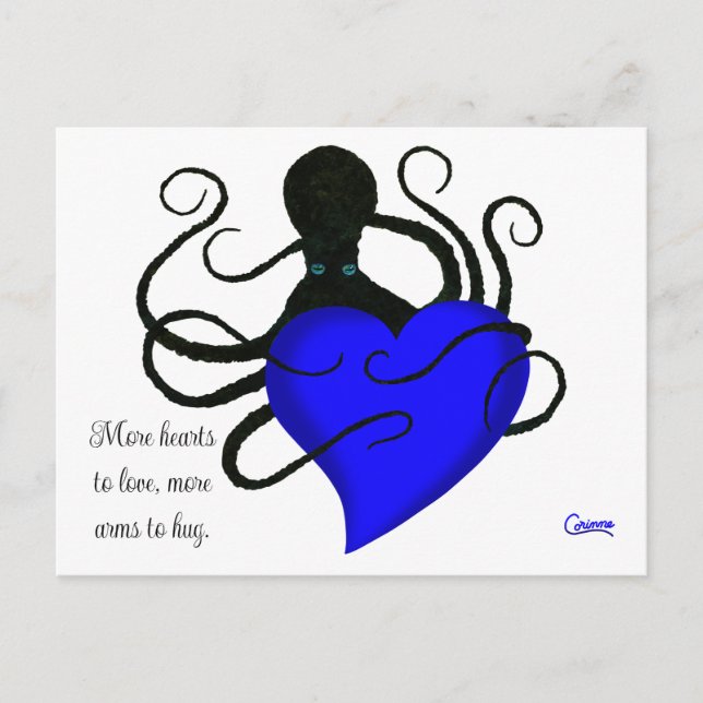 Blue Heart Octopus - vykort (Framsida)