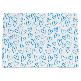Blue Heart Pattern Large Gift Bag