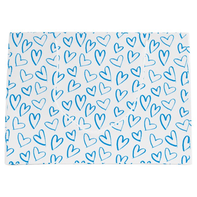 Blue Heart Pattern Large Gift Bag (Framsidan)