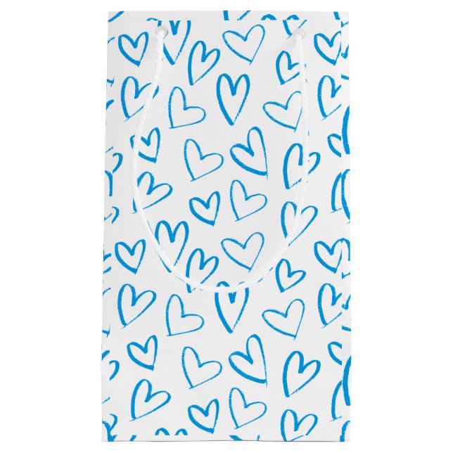 Blue Heart Pattern Small Gift Bag (Framsidan)