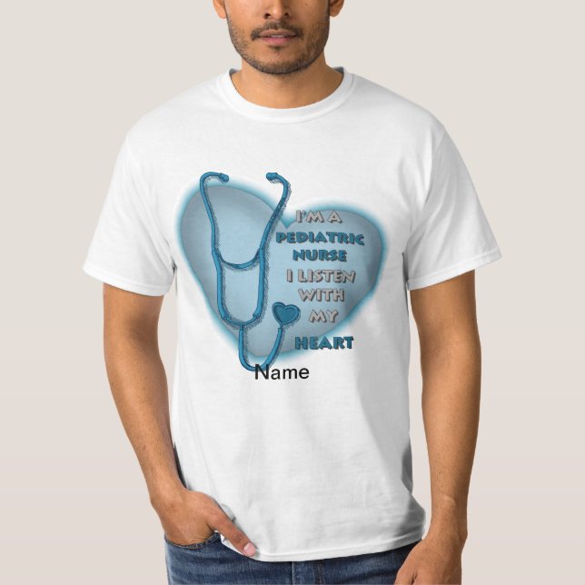 Blue Heart Pediatriska sjuksköterskor T Shirt (Framsida)