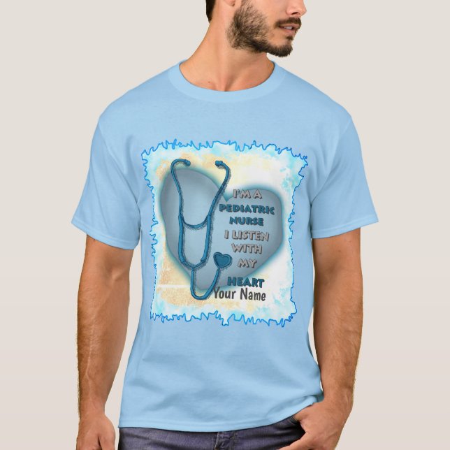 Blue Heart Pediatriska sjuksköterskor T Shirt (Framsida)