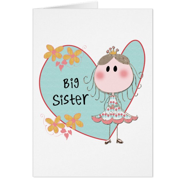 Blue Heart Princess Big Sister Hälsningskort (Framsidan)