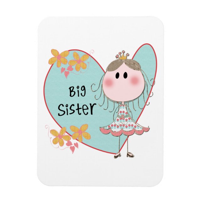 Blue Heart Princess Big Sister Magnet (Vertikal)