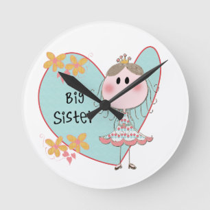 Blue Heart Princess Big Sister Rund Klocka