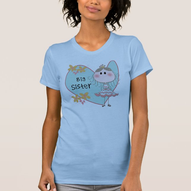 Blue Heart Princess Big Sister T Shirt (Framsida)