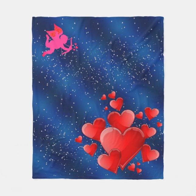 Blue heart  romantic wallpaper fleecefilt (Framsidan)