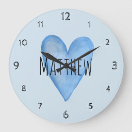 Blue Heart Typography Little Boy Kärlek Namn Nurse Stor Klocka