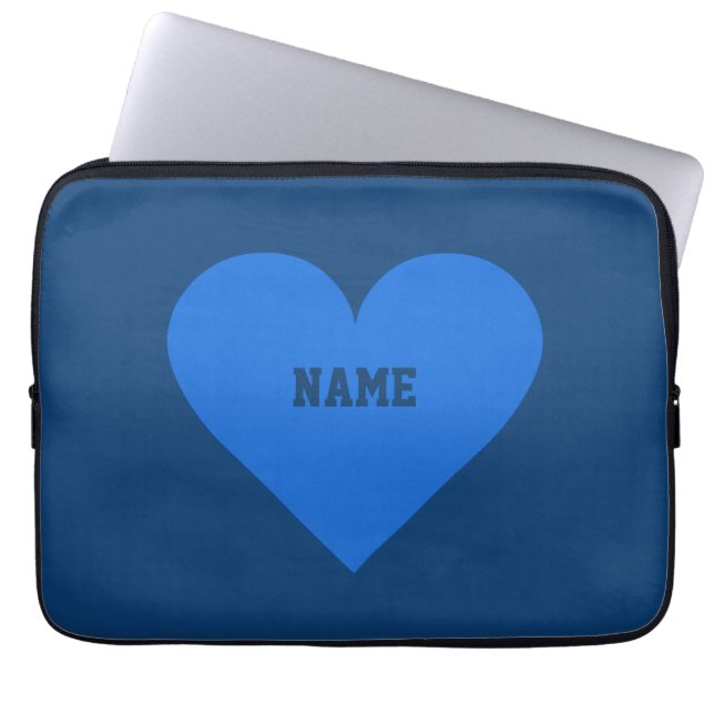 Blue Heart Valentine anpassningsbar laptop sleeve (Framsidan)