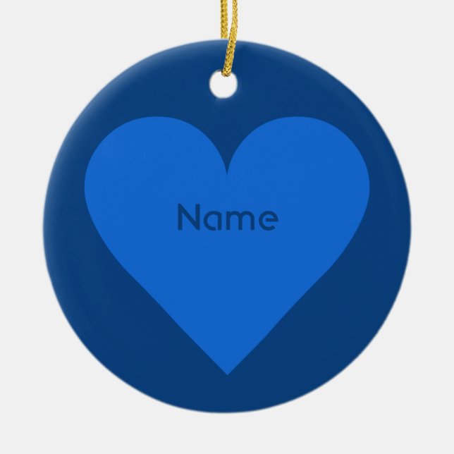 Blue Heart Valentine anpassningsbar ornament (Framsidan)