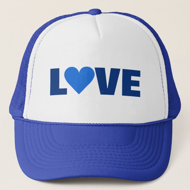 Blue Heart Valentine KÄRLEK hat Truckerkeps (Framsida)