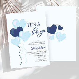 Blue Heart-Valentineser Det är en pojkvän-babyskor Inbjudningar