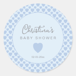 Blue Hearts Baby Shower  Runt Klistermärke
