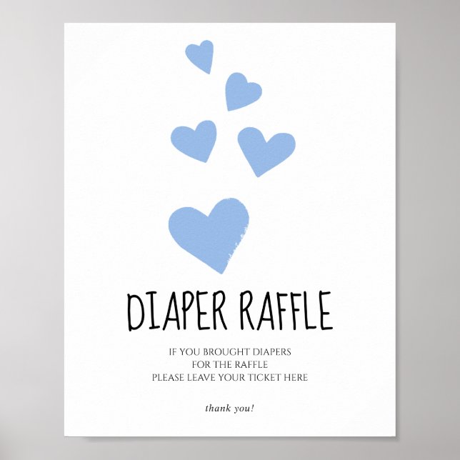 Blue Hearts Blöja-Lotteriet Shower Poster (Framsidan)