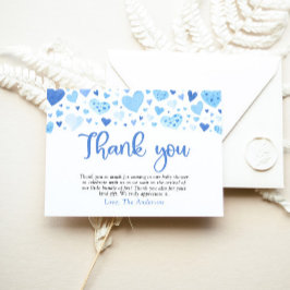 Blue Hearts Boy Valentine Baby Shower Tack. Tilläggskort