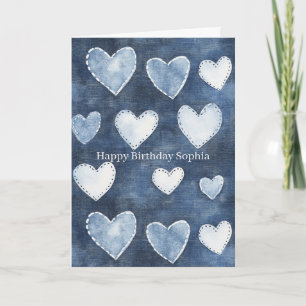 Blue Hearts födelsedag Kort