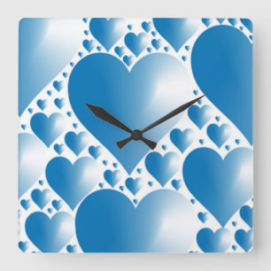 BLUE HEARTS FYRKANTIG KLOCKA