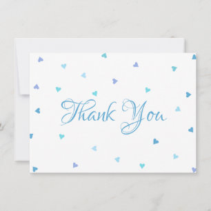 Blue Hearts Konfetti Chic Script Tack Kort